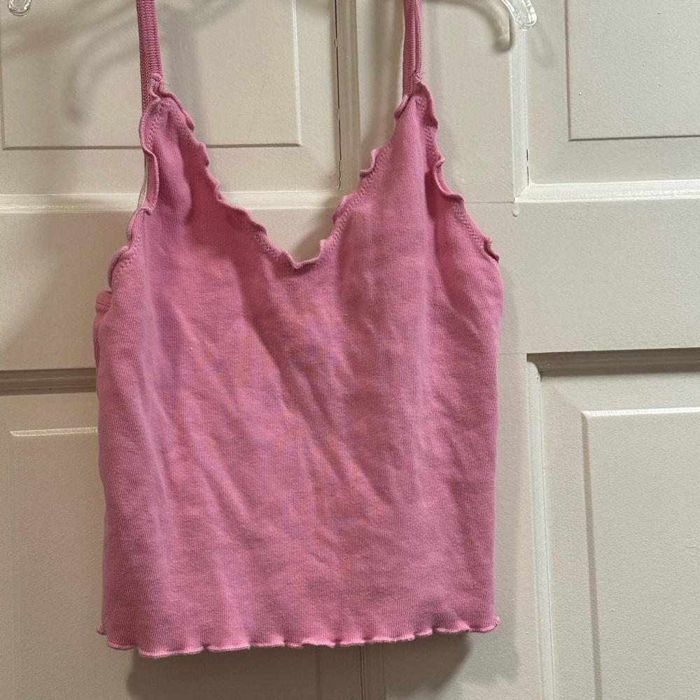 Pink Scalloped Edge Tank Top